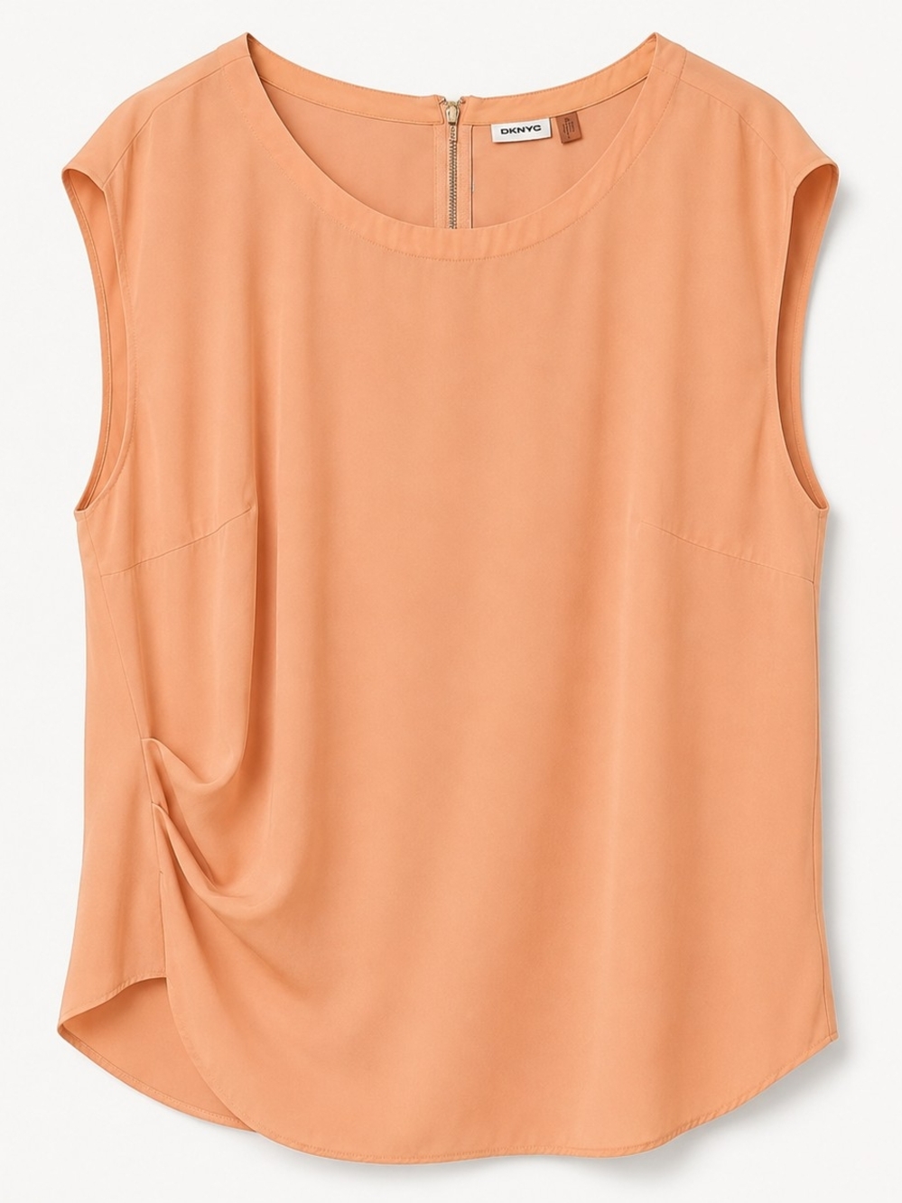 DKNYC Plus Size 2X Peach Draped Sleeveless Blouse Back Zip